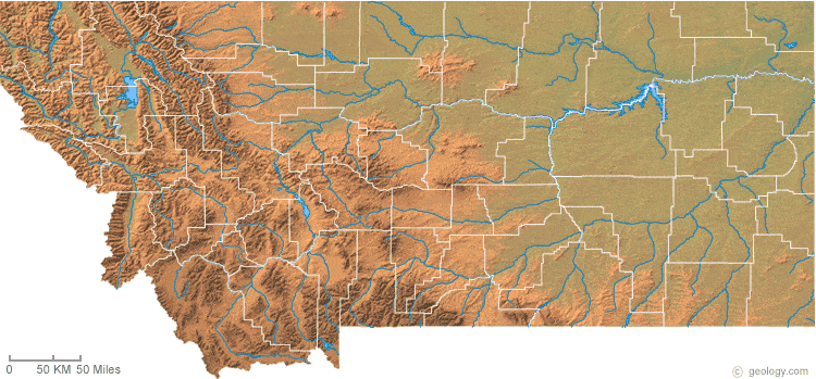 Topographical Map Of Montana Montana Physical Map and Montana Topographic Map