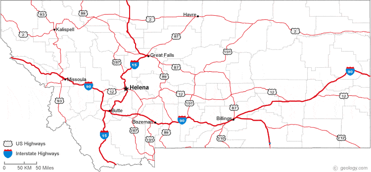 map of Montana cities