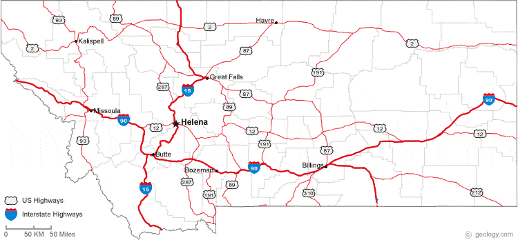 I 90 Montana Map Map of Montana