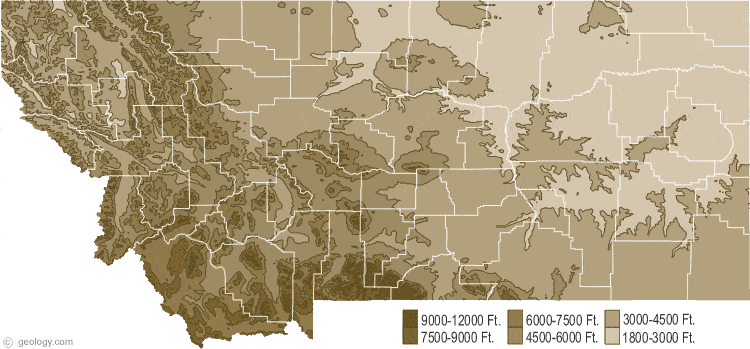 Montana elevation map