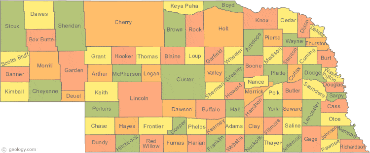 Nebraska county map