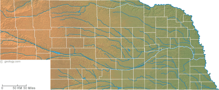 Nebraska physical map