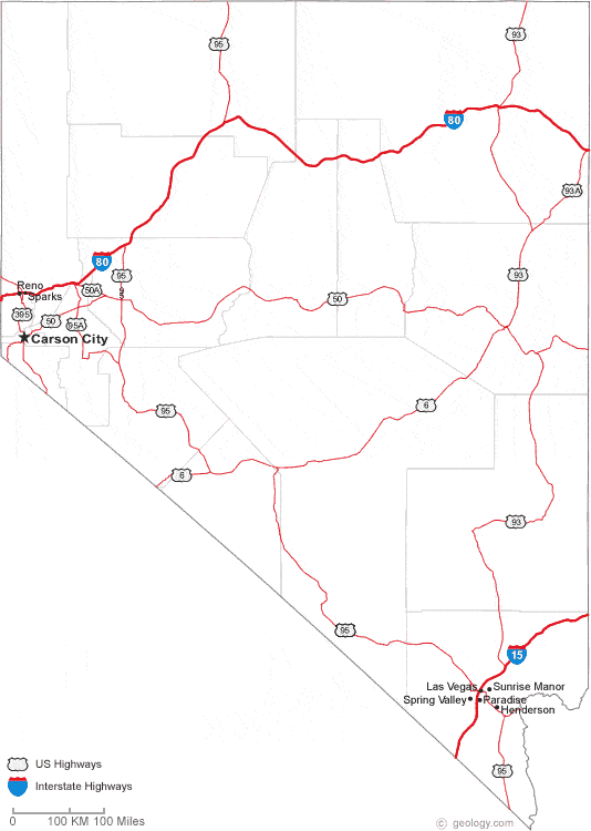 map of Nevada cities