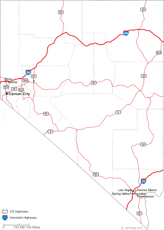 Show Me A Map Of Nevada Map Of Nevada