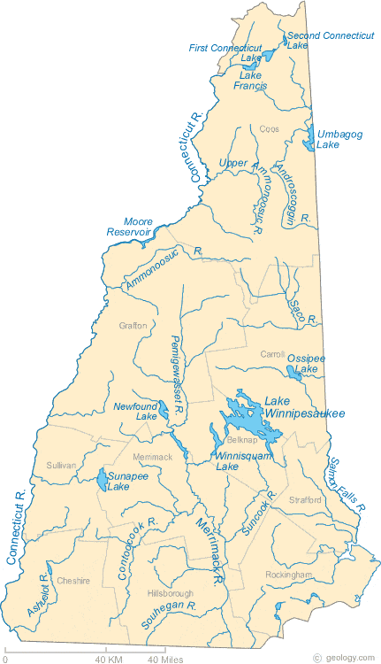 map of New Hampshire rivers