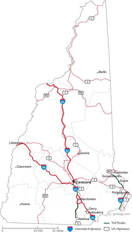 map of New Hampshire cities
