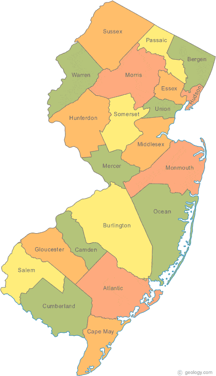 New Jersey county map