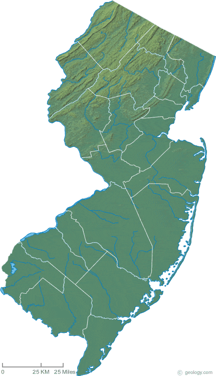 Elevation Map Of New Jersey New Jersey Physical Map and New Jersey Topographic Map