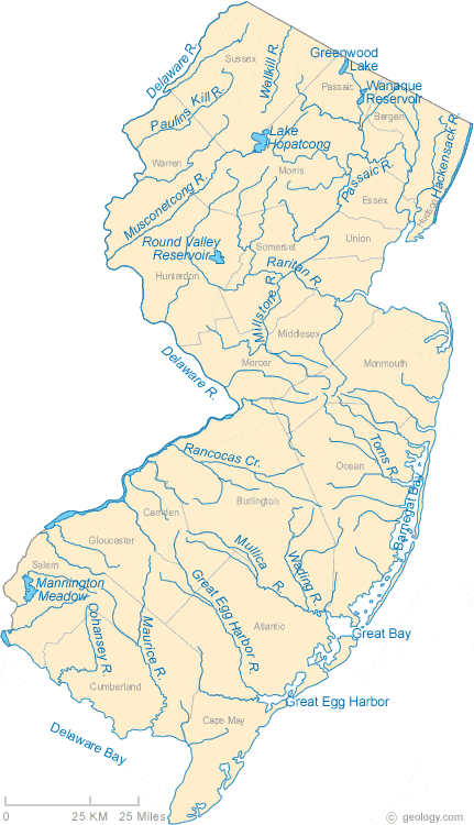 map of New Jersey rivers