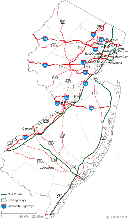 New Jersey Road Map 