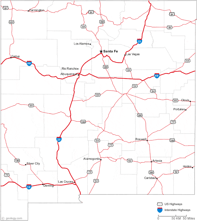 map of New Mexico cities