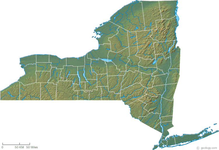 New York Physical Map And New York Topographic Map