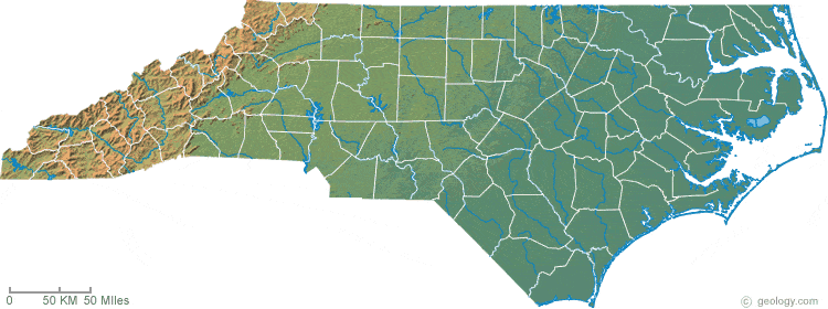 North Carolina physical map