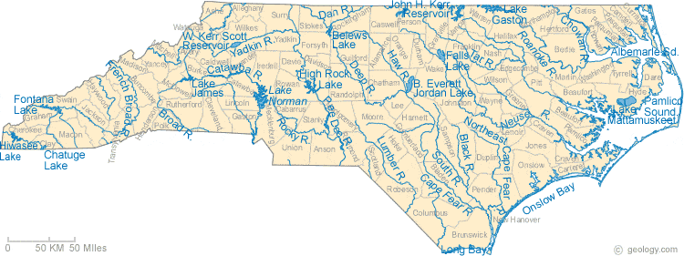 map of North Carolina rivers