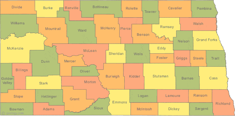 North Dakota county map