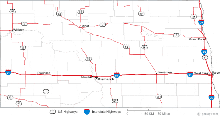 map of North Dakota cities