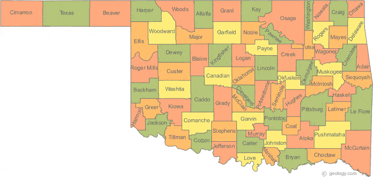 Counties Of Oklahoma Map