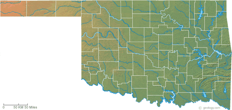 Oklahoma Physical Map And Oklahoma Topographic Map