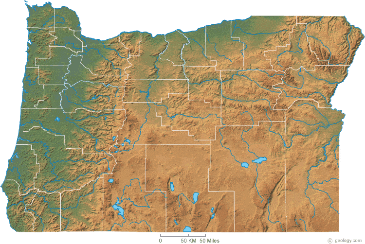 Elevation Map Of Oregon Oregon Physical Map and Oregon Topographic Map