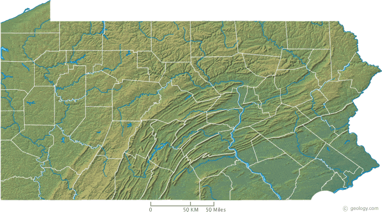 Pennsylvania Physical Map And Pennsylvania Topographic Map   Pennsylvania Physical Map 