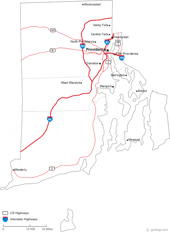 map of Rhode Island cities