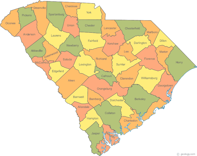 South Carolina Map Of Cities Map of South Carolina