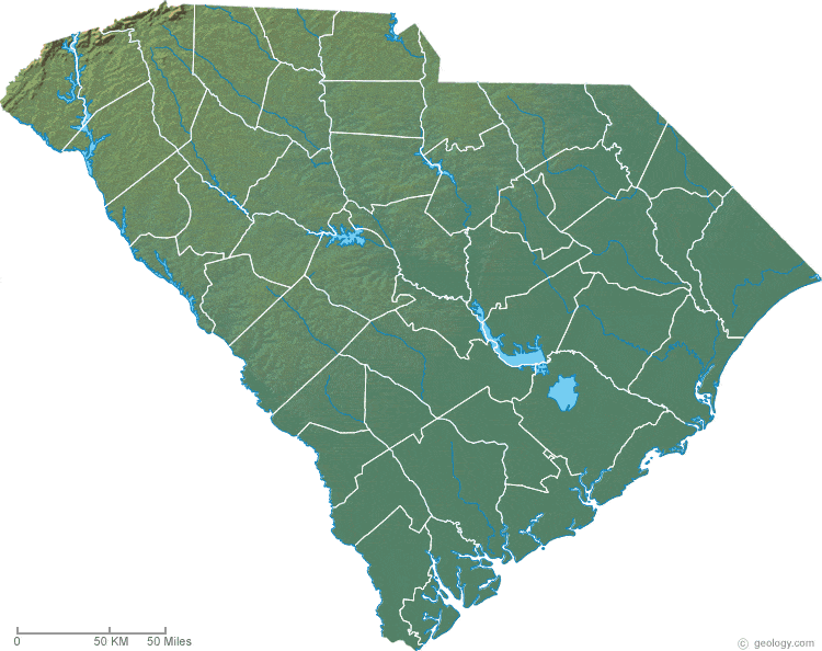 South Carolina physical map