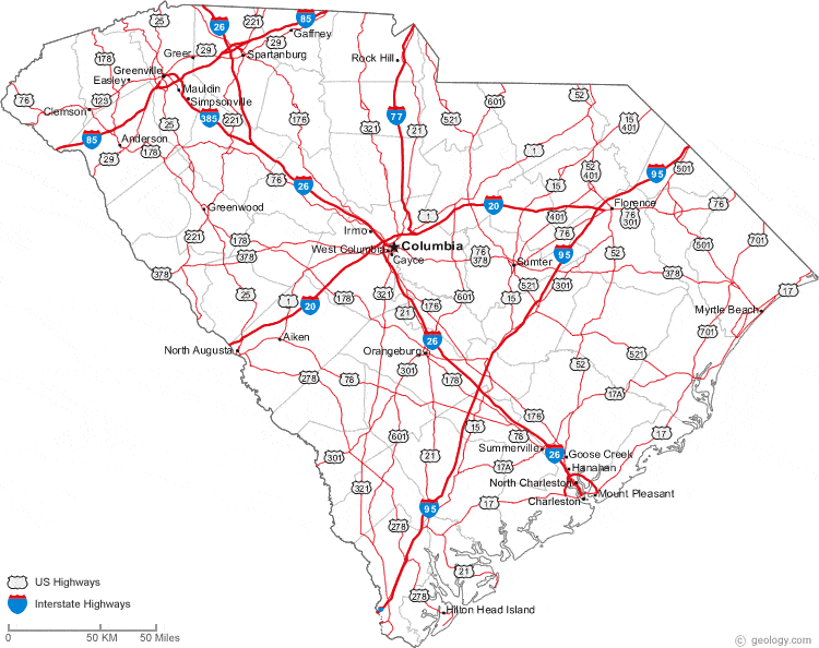 Map Of South Carolina Cities