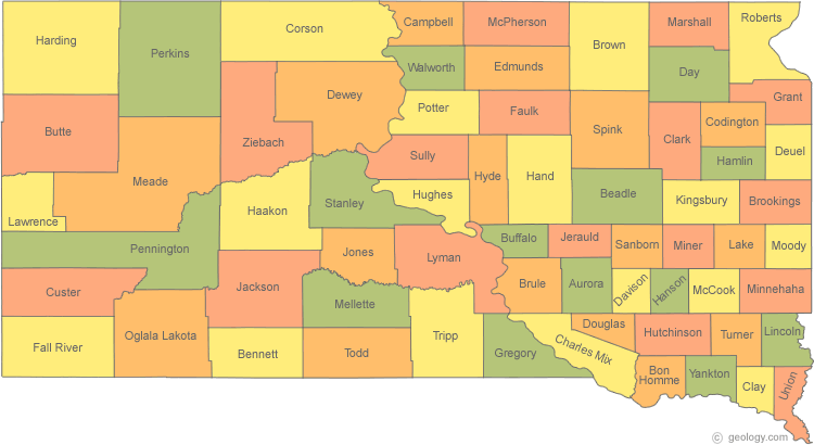 South Dakota county map