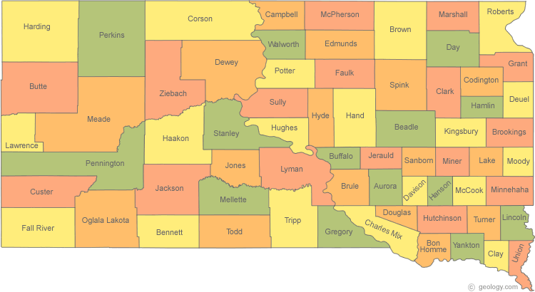 South Dakota County Map With Towns