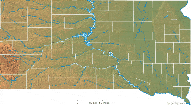 South Dakota physical map