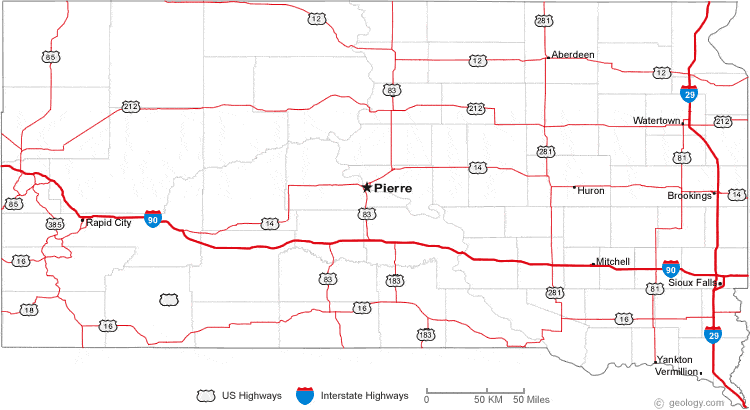 South Dakota County Map With Towns