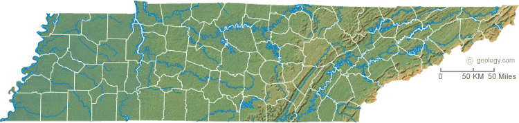 Tennessee physical map