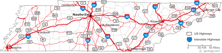 map of Tennessee cities