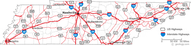 Map Of Tennessee