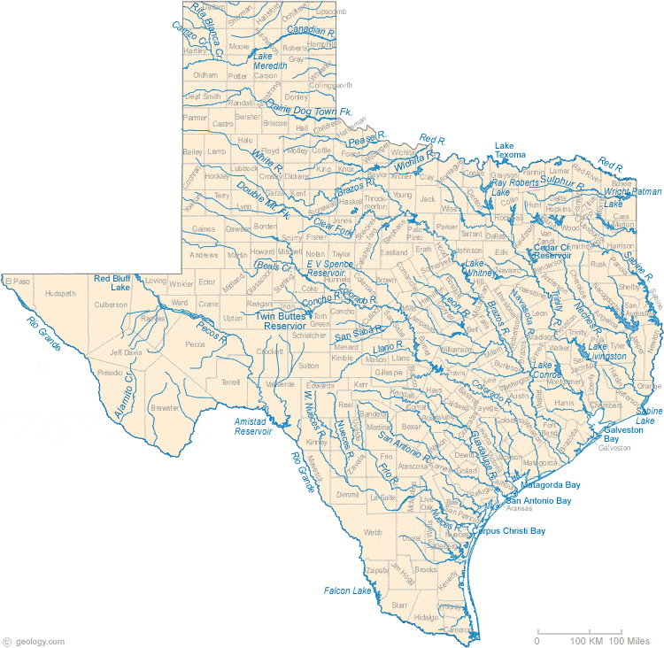 map of texas with lakes Map Of Texas Lakes Streams And Rivers map of texas with lakes