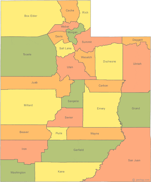 utah state on the map Map Of Utah utah state on the map