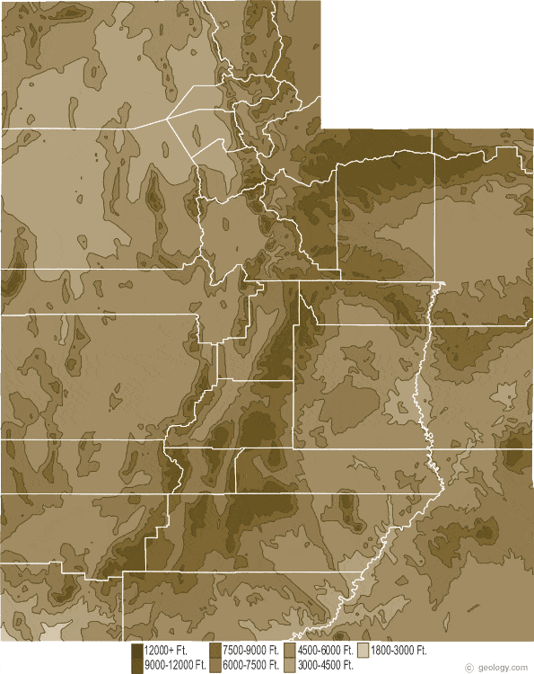 Utah elevation map