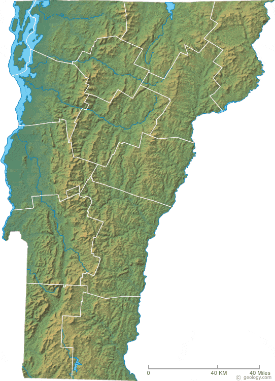 Vermont physical map