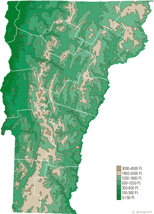 Vermont elevation map