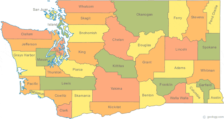 washington state map with counties Map Of Washington washington state map with counties