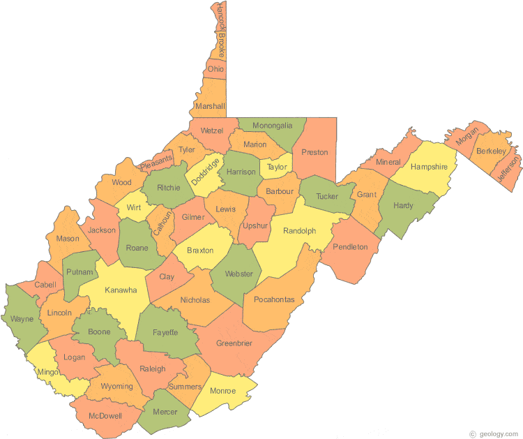 West Virginia county map