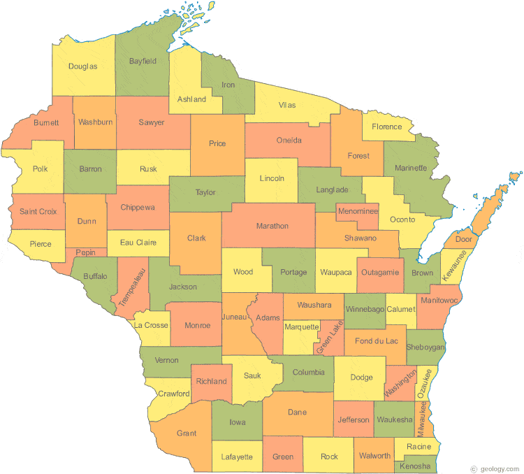 wisconsin state map with counties Map Of Wisconsin wisconsin state map with counties