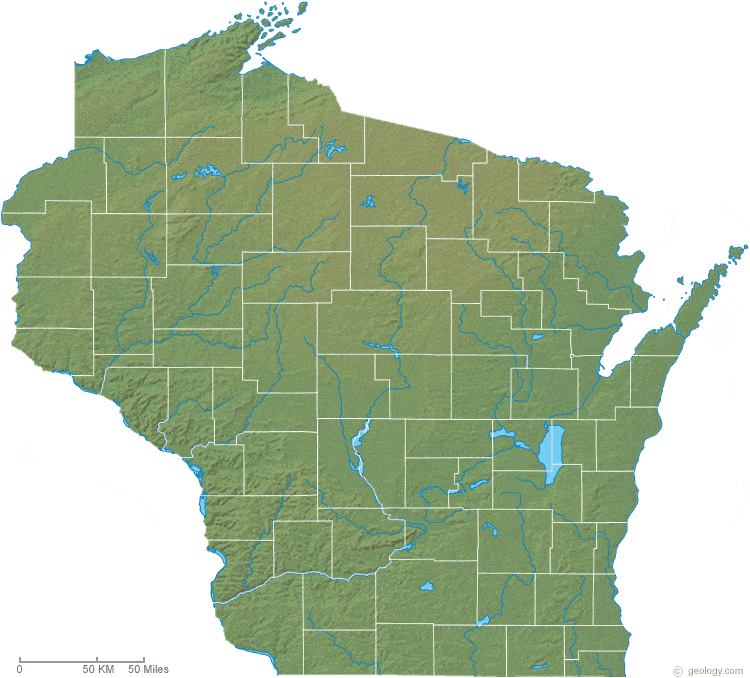 Wisconsin physical map