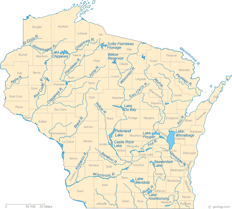 map of Wisconsin rivers