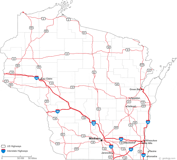 map of Wisconsin cities