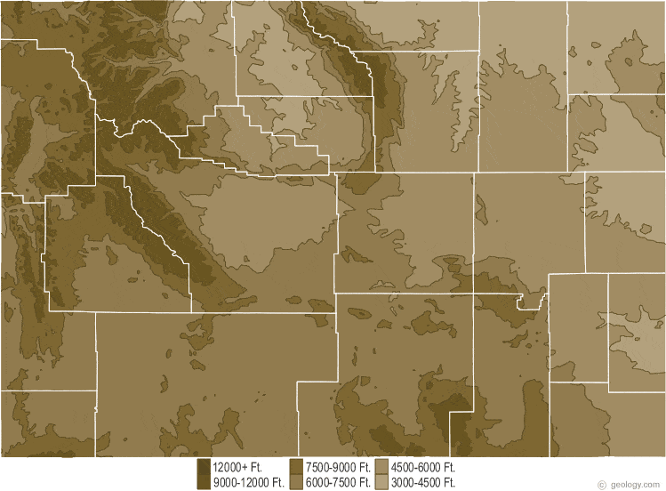 Wyoming Physical Map and Wyoming Topographic Map