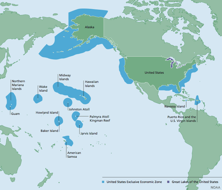 Map Of U S Territories   Us Territories Exclusive Economic Zones 