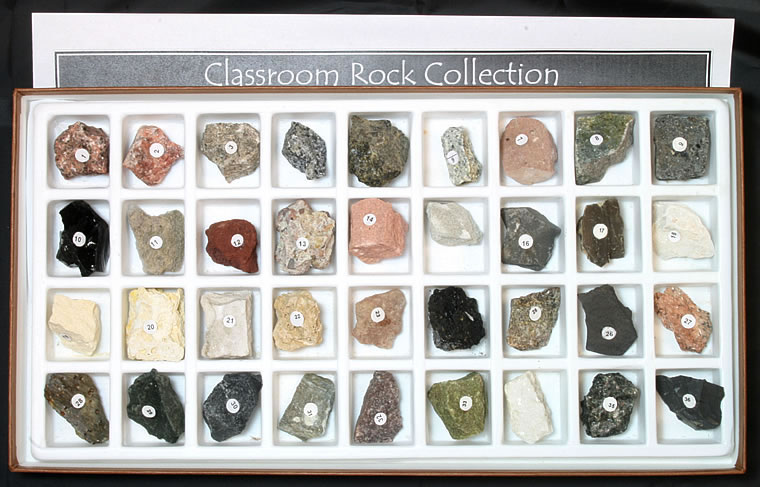 24PC Rock Mineral Collection w/Display Case Science Speciman Geography For  Kids