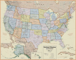 United States Map For Sale Wall Maps of the United States for Sale : )